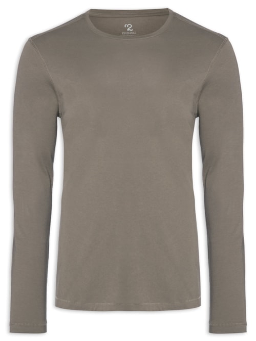 Camiseta Masculina Pima Manga Longa Gola Redonda – Cinza