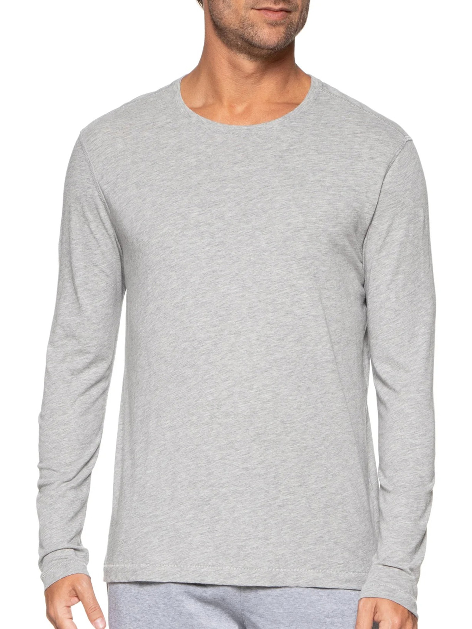 Camiseta Masculina Pima Manga Longa Gola Redonda Cinza '2 Essential