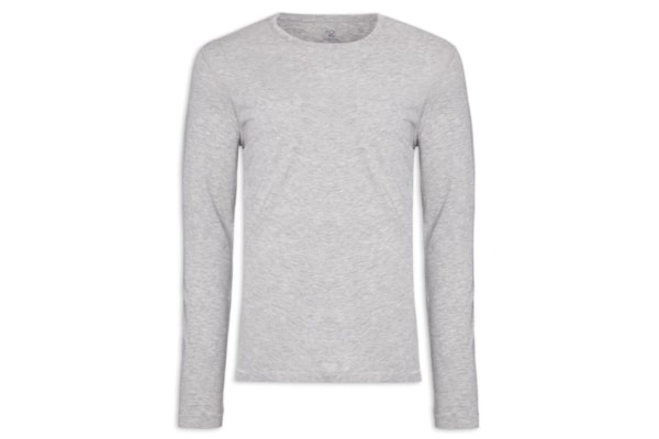 Camiseta Masculina Pima Manga Longa Gola Redonda - Cinza