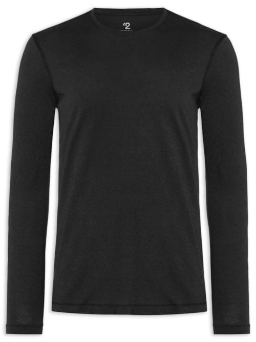 Camiseta Masculina Pima Manga Longa Gola Redonda – Preto