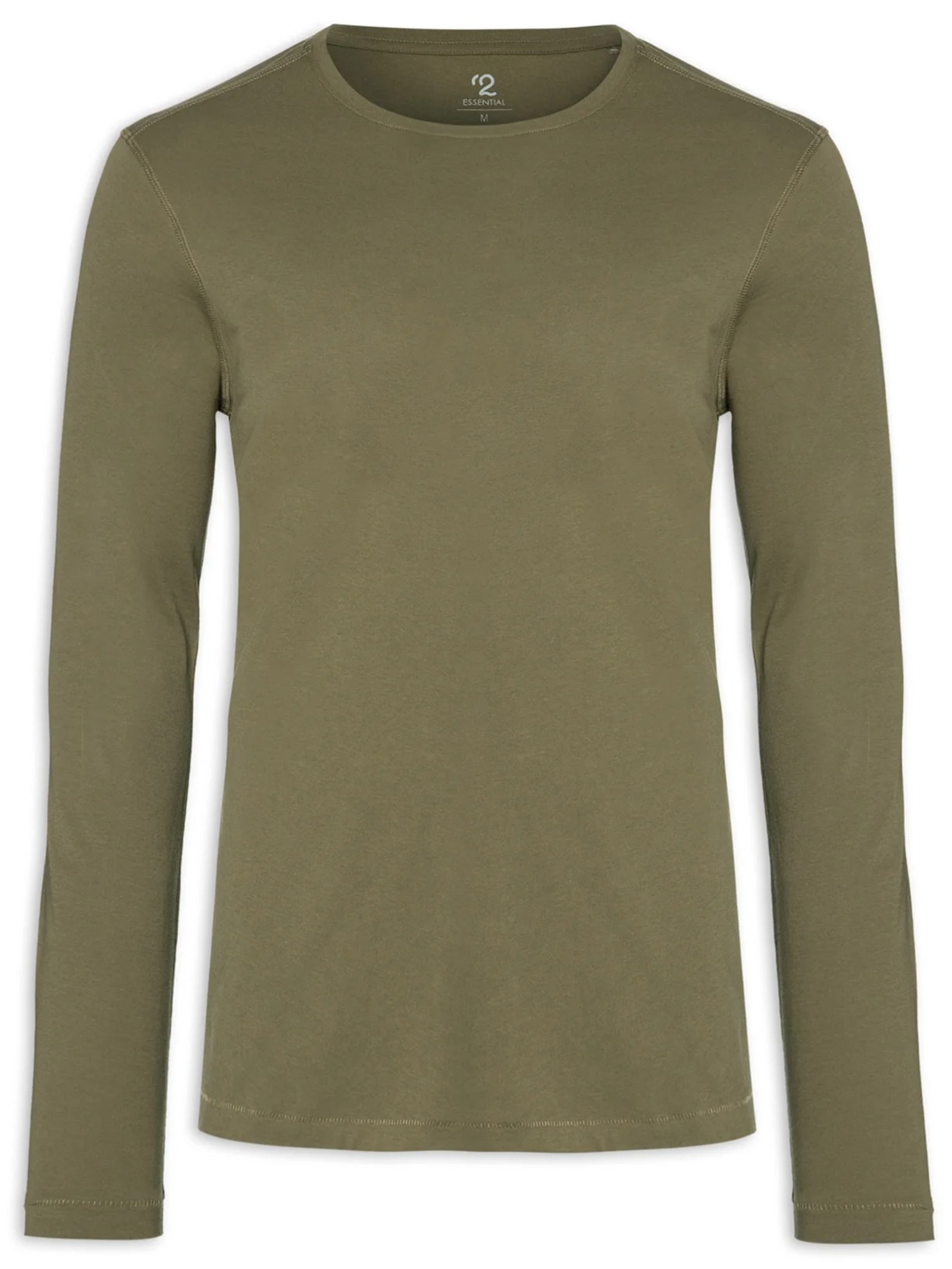 Camiseta Masculina Pima Manga Longa Gola Redonda Verde '2 Essential
