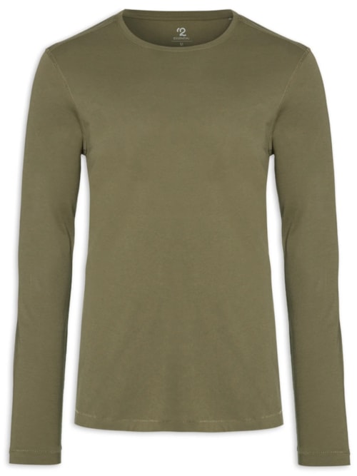 Camiseta Masculina Pima Manga Longa Gola Redonda – Verde