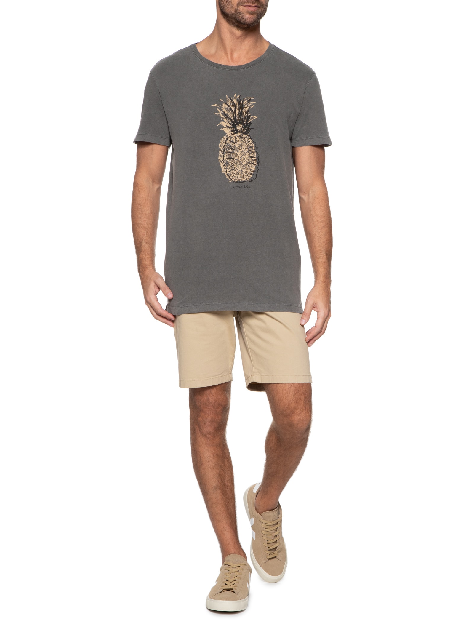 Camiseta Masculina Pineapple Cinza Melty Rj