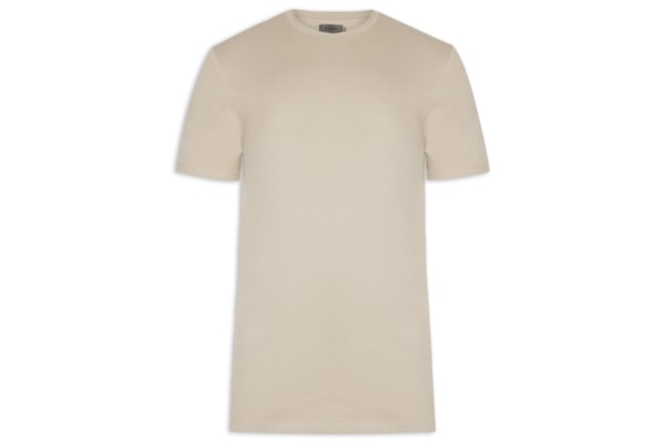 Camiseta Masculina Piquê De Algodão Com Elastano - Bege