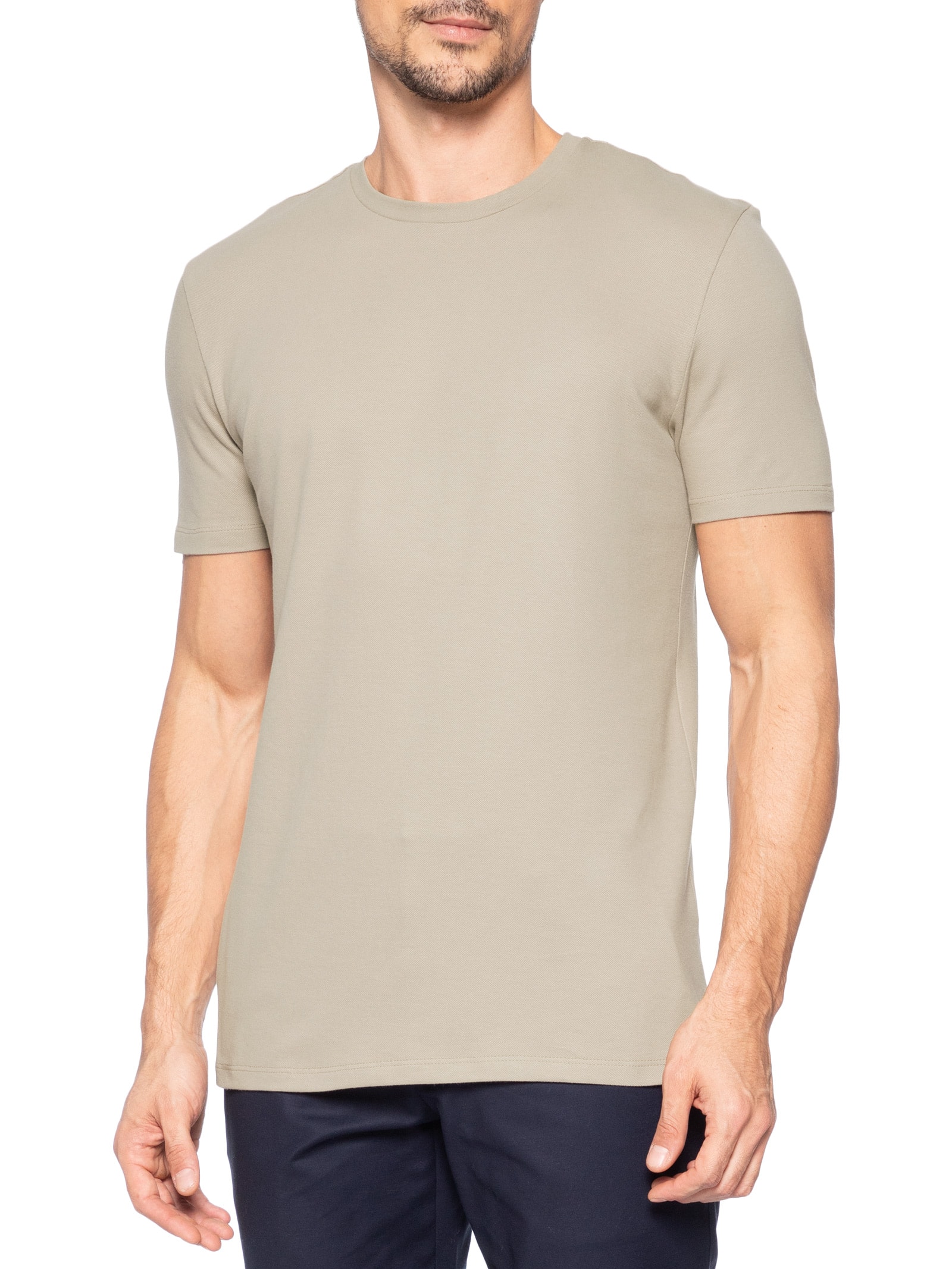 Camiseta Masculina Piquê De Algodão Com Elastano Bege Oficina Reserva