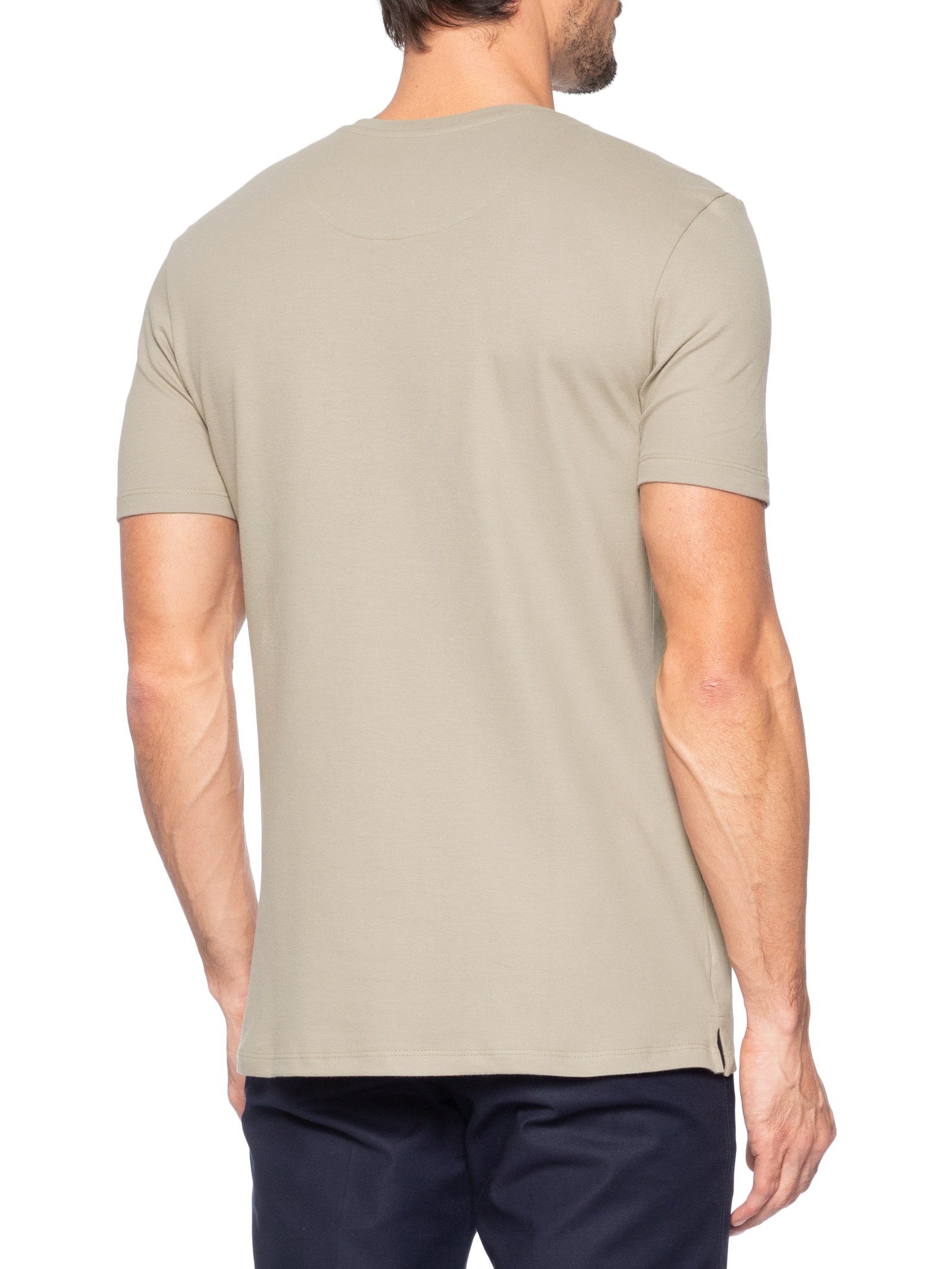 Camiseta Masculina Piquê De Algodão Com Elastano Bege Oficina Reserva