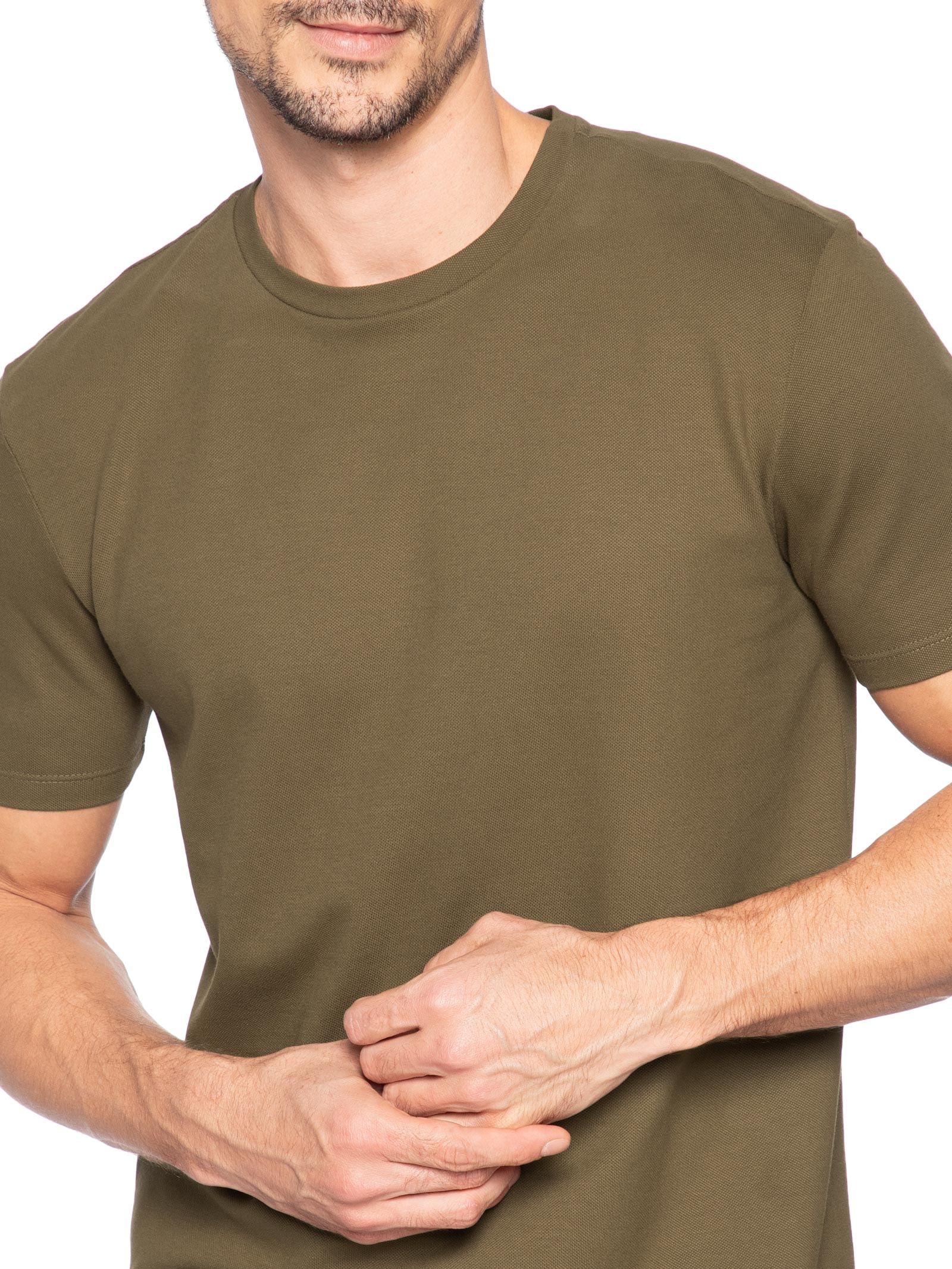 Camiseta Masculina Piquê de Algodão Com Elastano Marrom Oficina Reserva