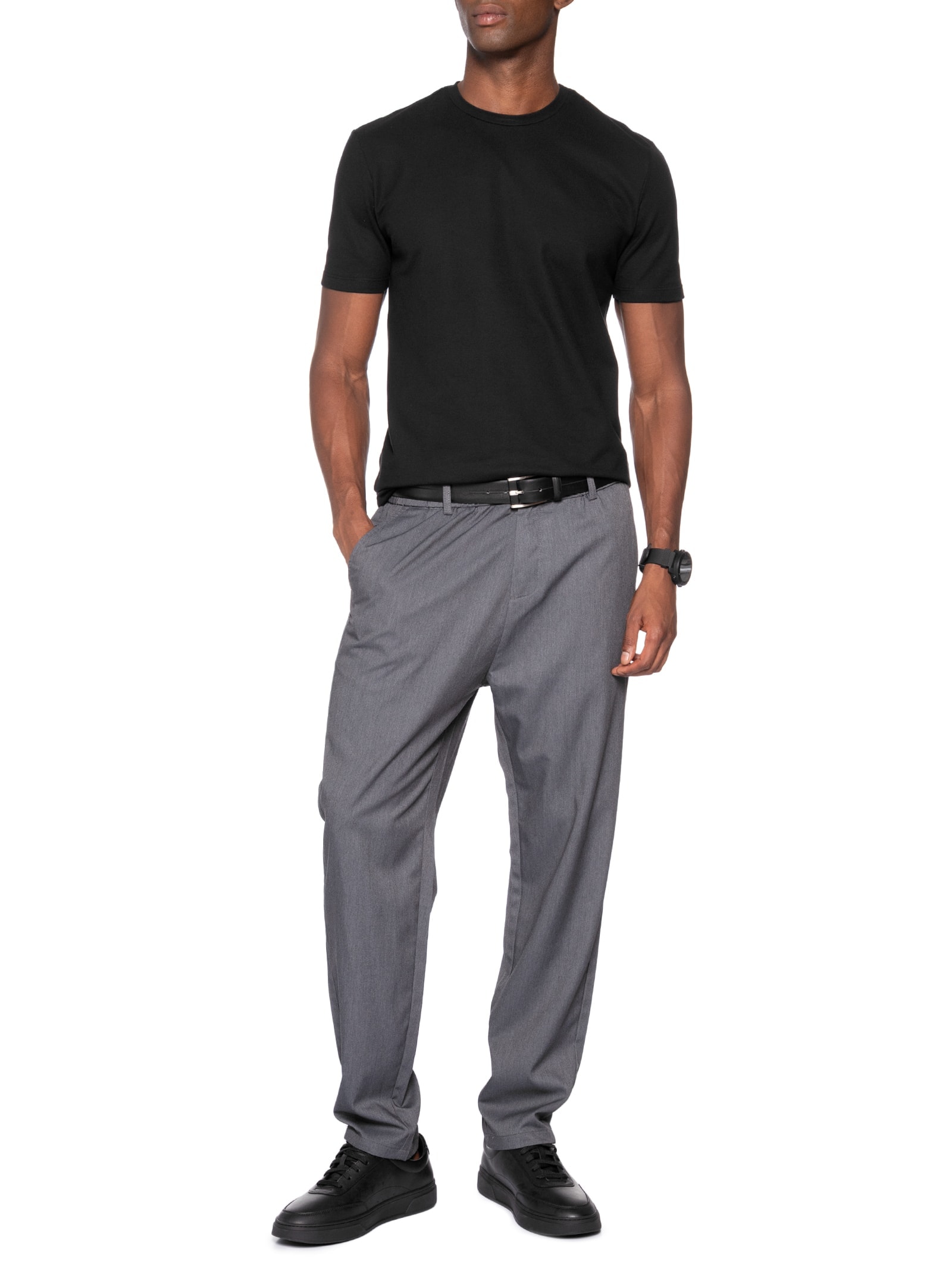 Camiseta Masculina Piquet De Algodão Com Elastano Preto Oficina Reserva