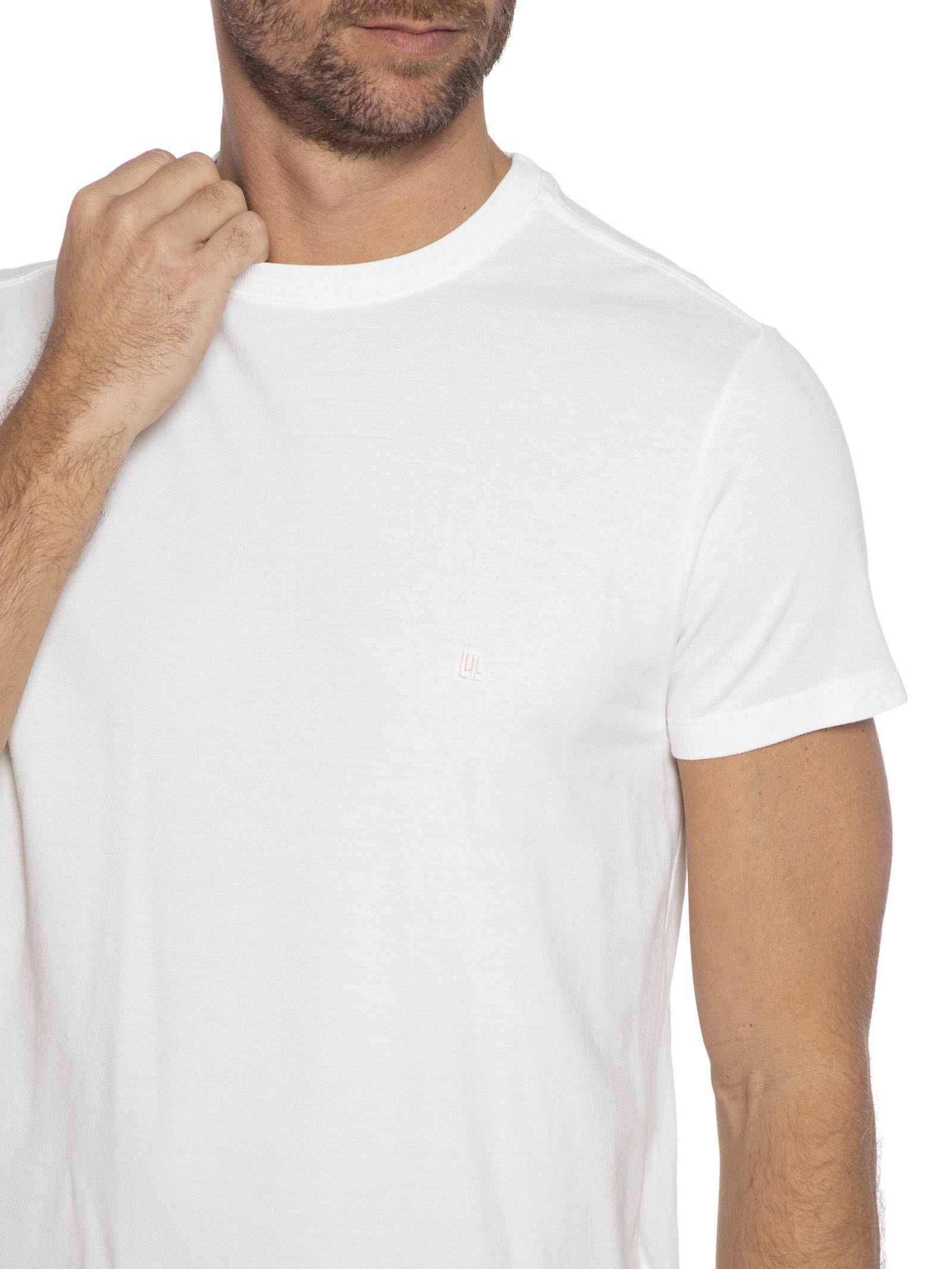 Camiseta Masculina Piquet Logo Branco Foxton