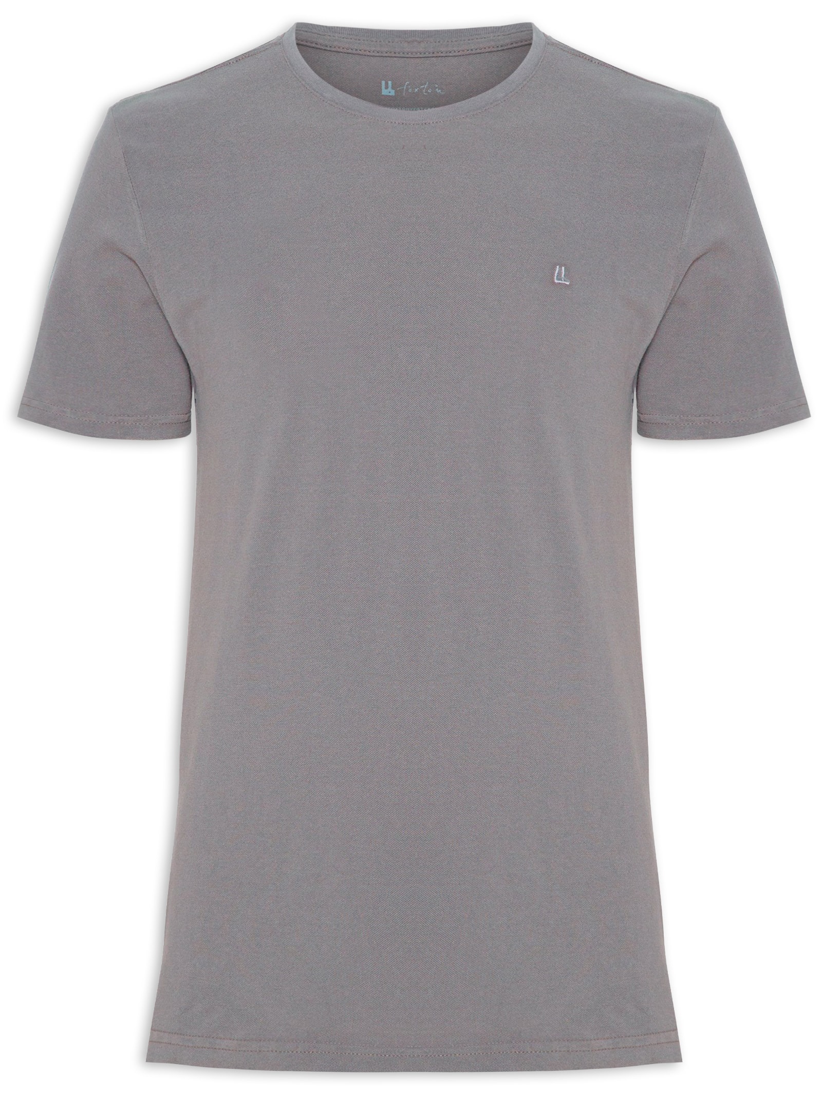 Camiseta Masculina Piquet Logo New Cinza Foxton