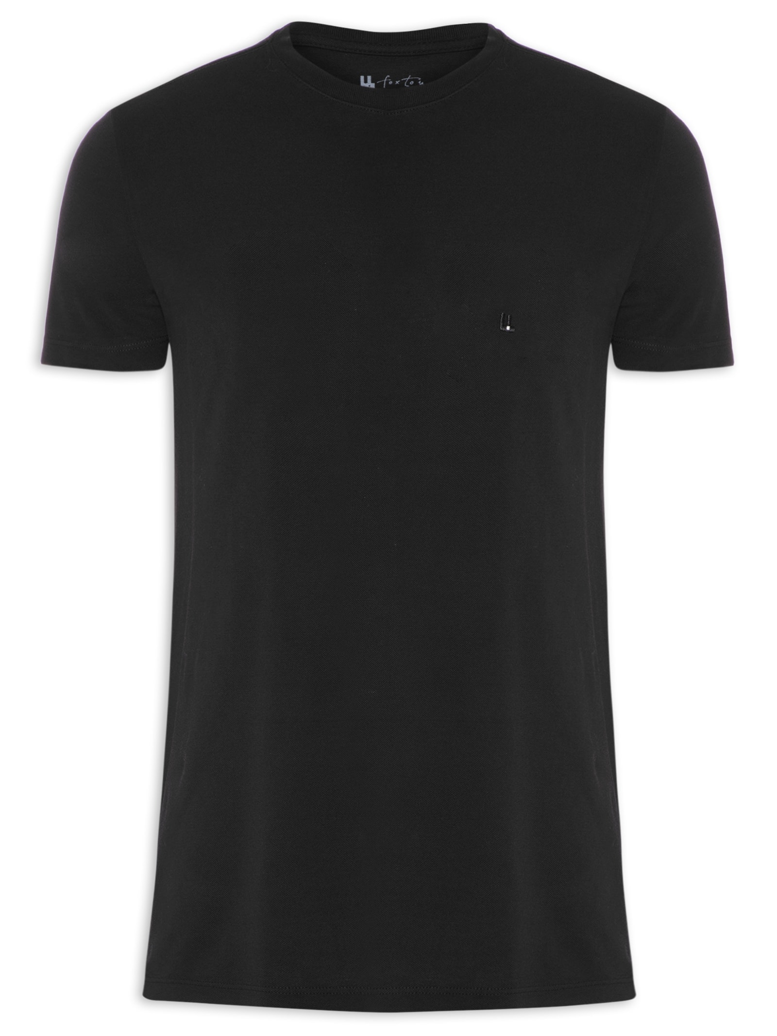 Camiseta Masculina Piquet Logo Preto Foxton
