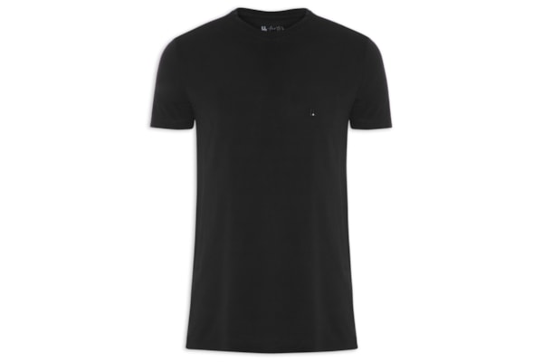 Camiseta Masculina Piquet Logo - Preto
