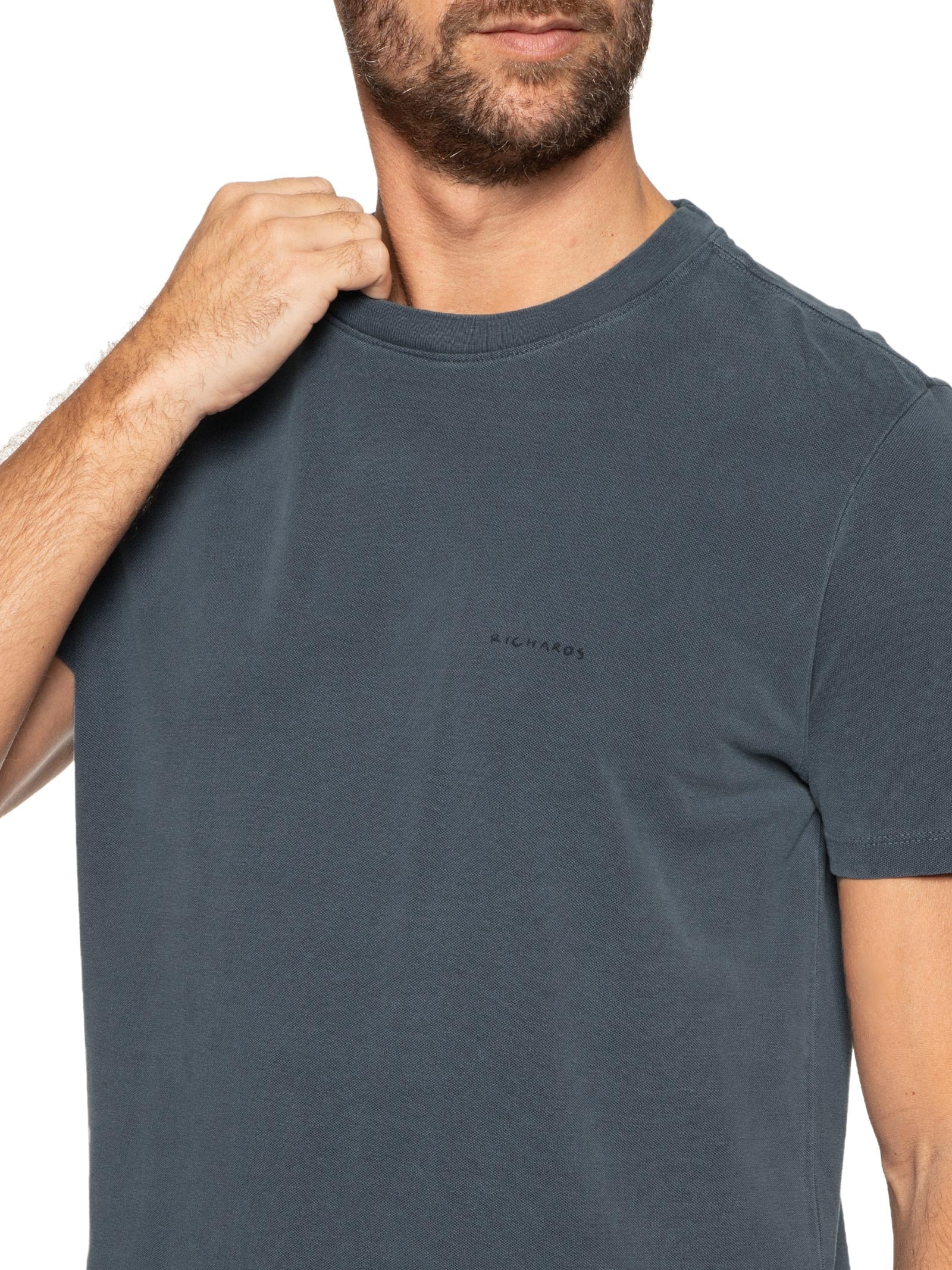 Camiseta Masculina Piquet Washed Azul Richards