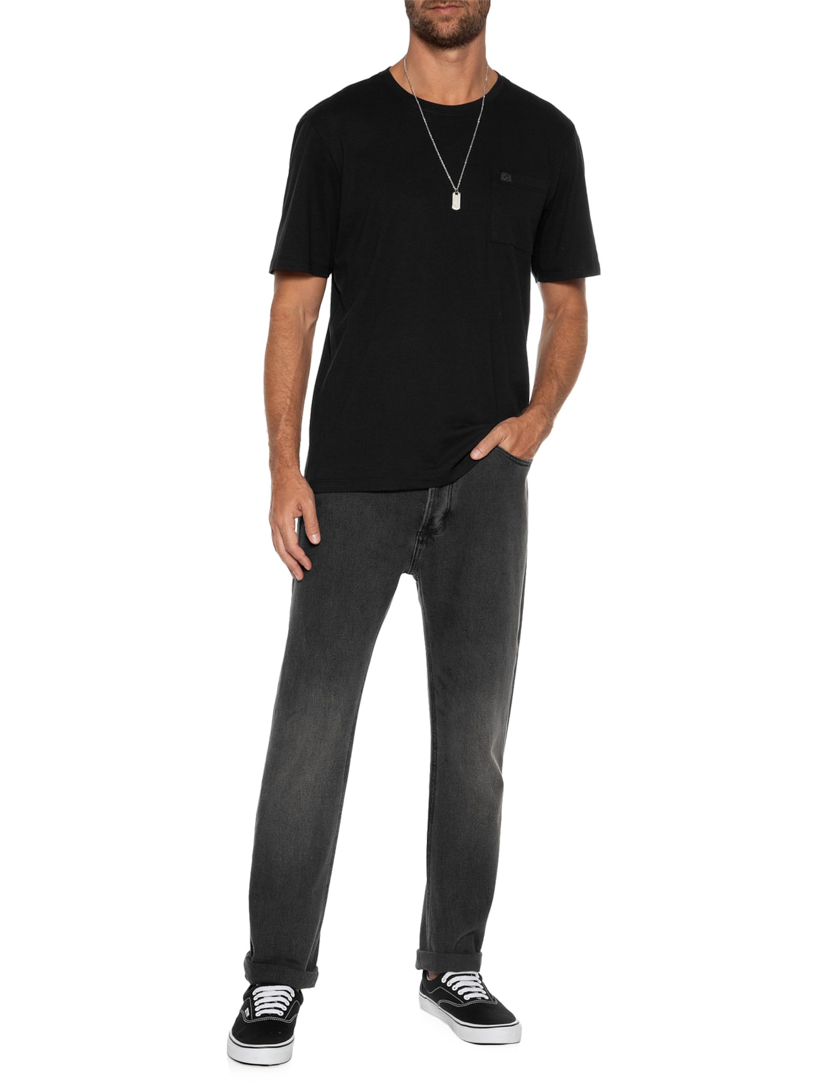 Camiseta Masculina Pocket Basic Preto John John