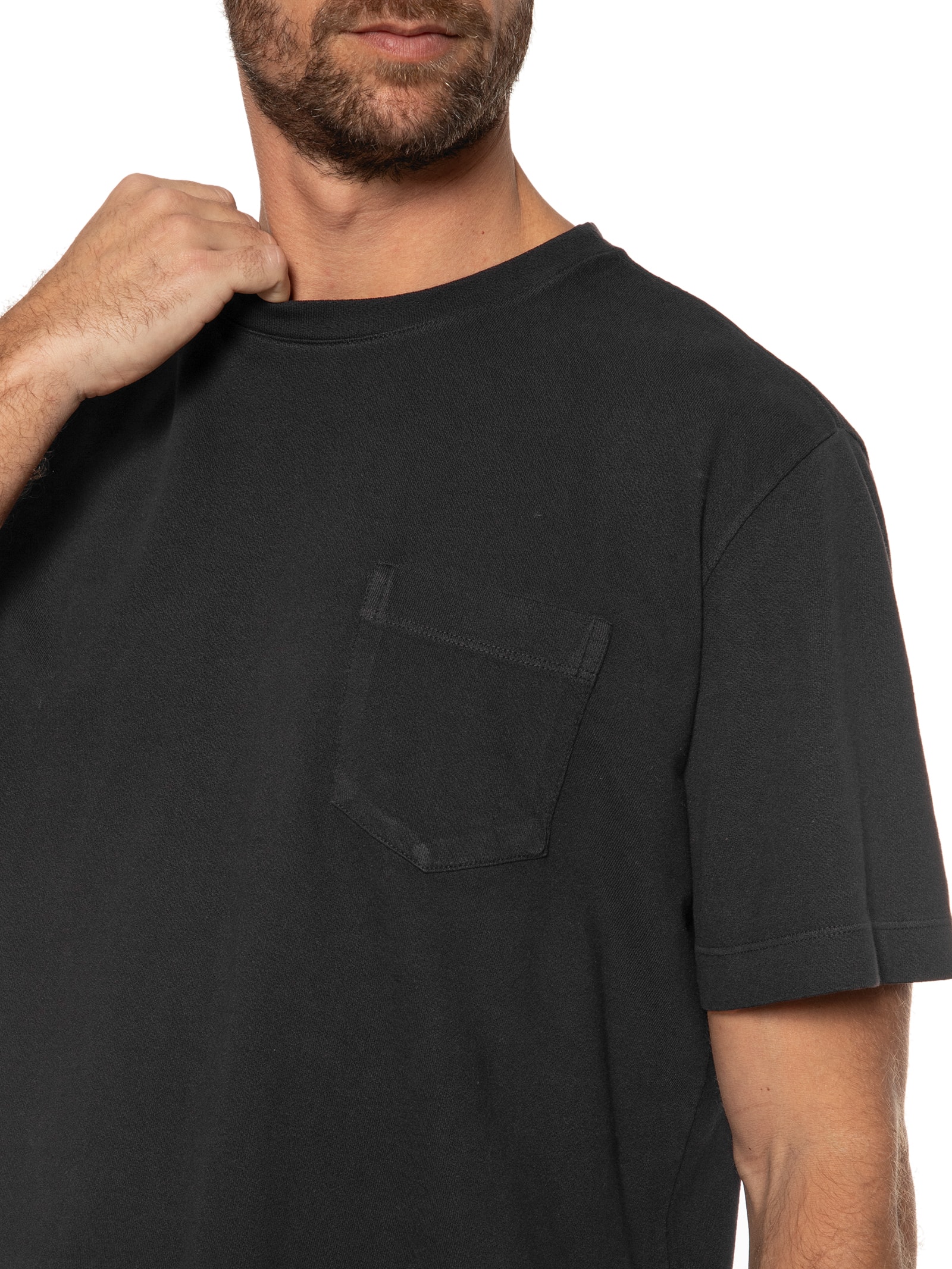 Camiseta Masculina Pocket Crepe Preto Osklen
