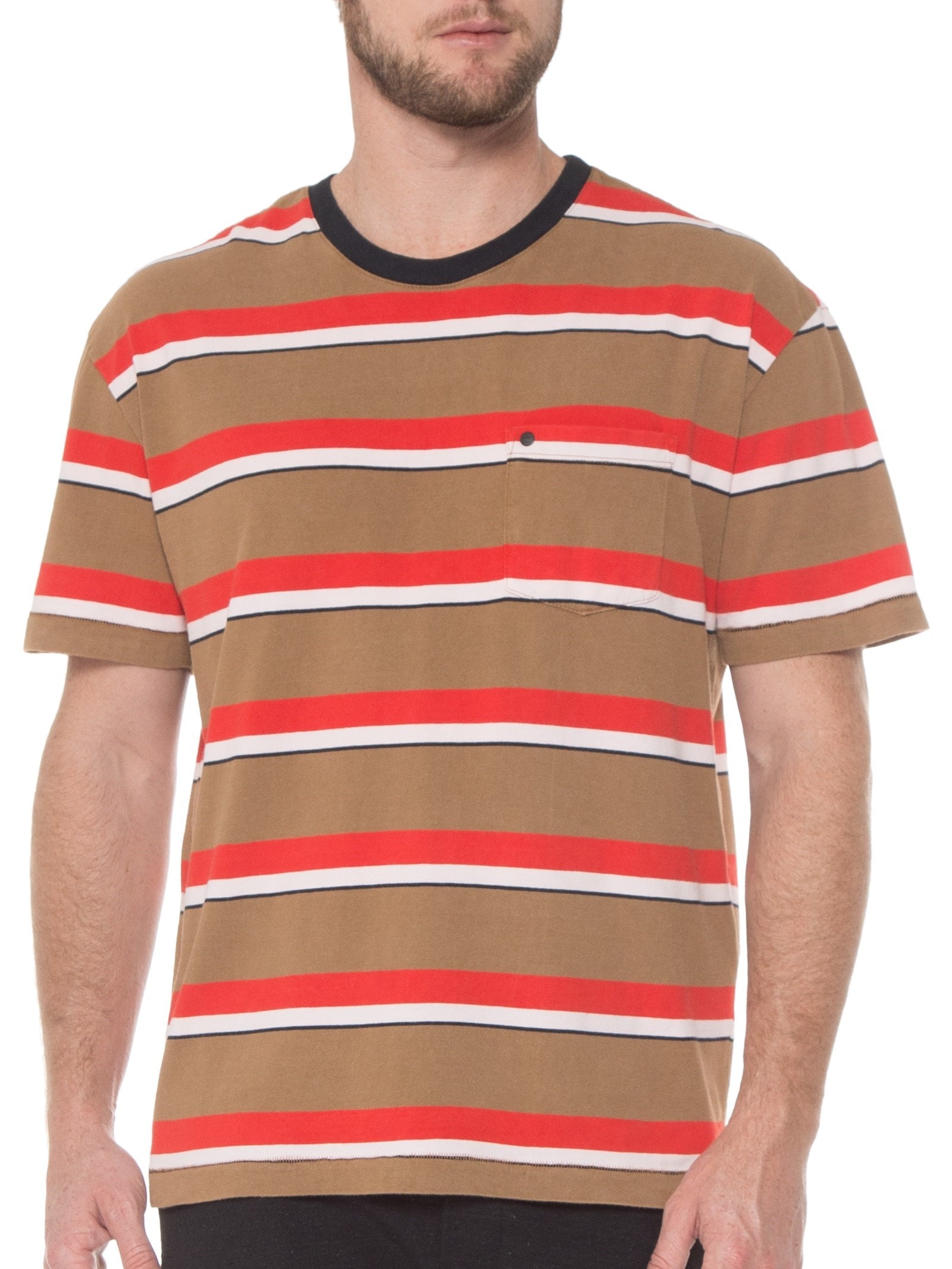 Camiseta Masculina Pocket Stripes Pulse Marrom Osklen