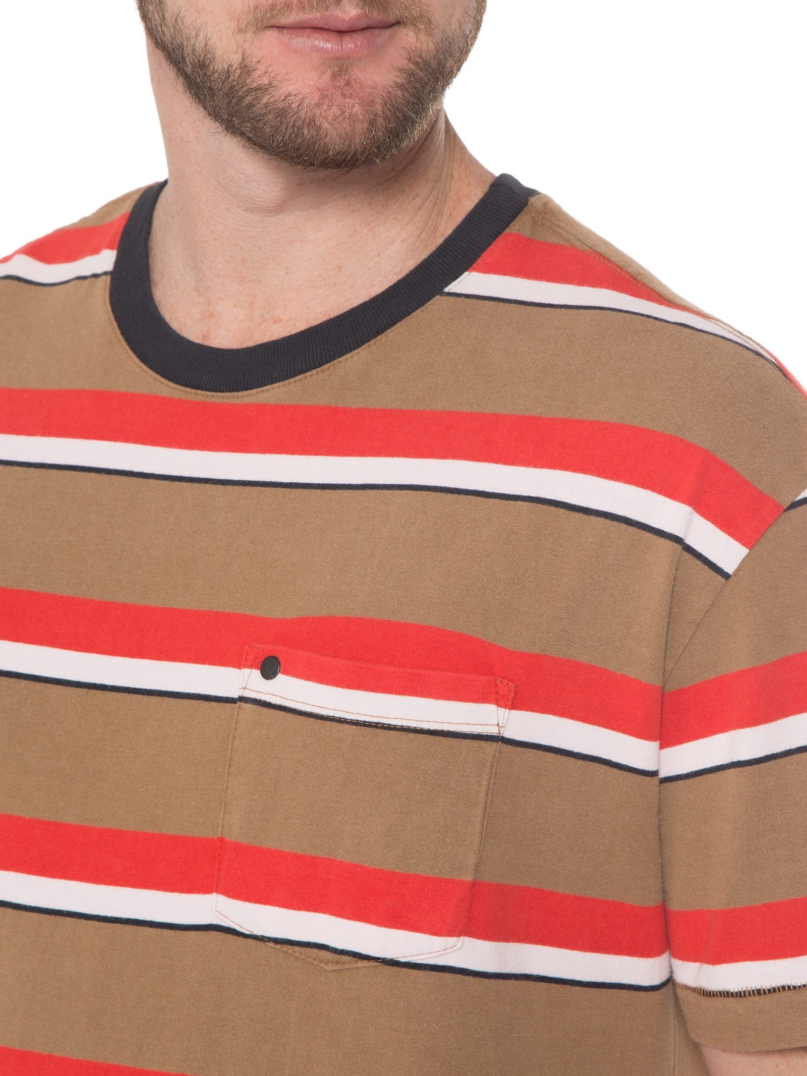 Camiseta Masculina Pocket Stripes Pulse Marrom Osklen
