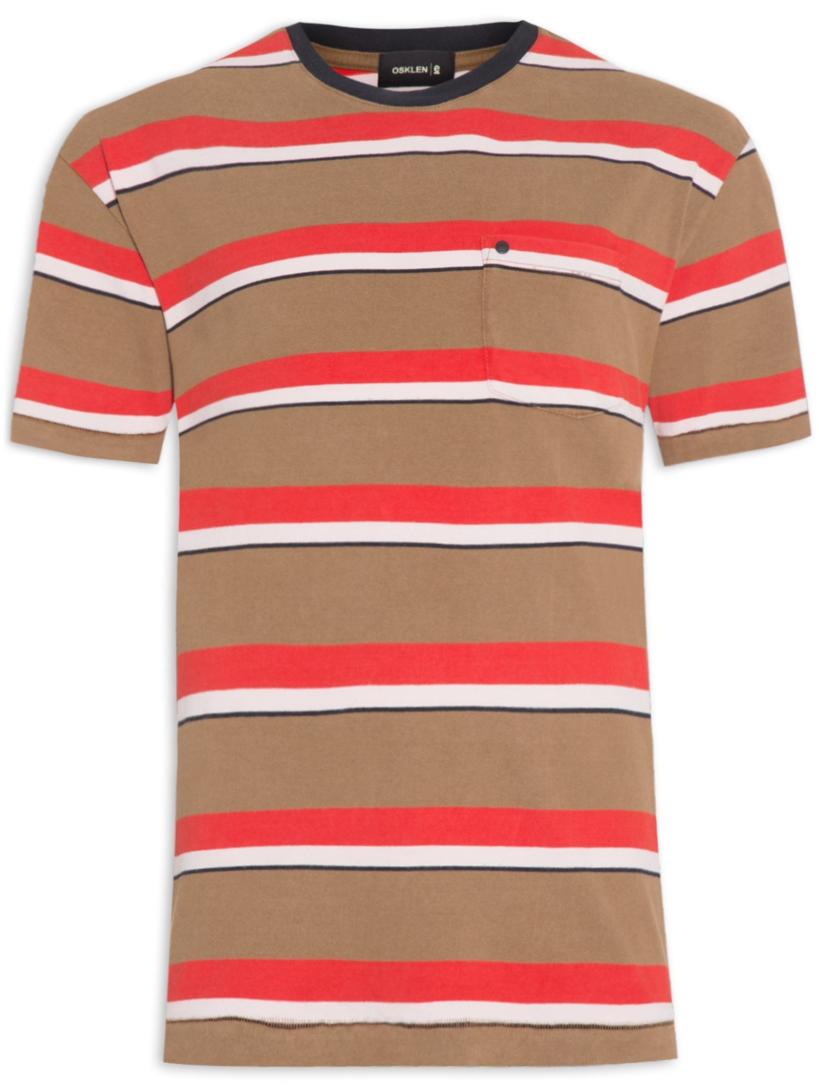 Camiseta Masculina Pocket Stripes Pulse Marrom Osklen