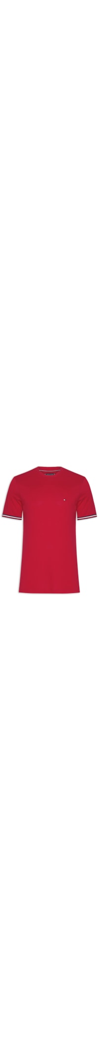 Camiseta Masculina Punho Global Stripe Regular Fit em Algodão - Vermelho