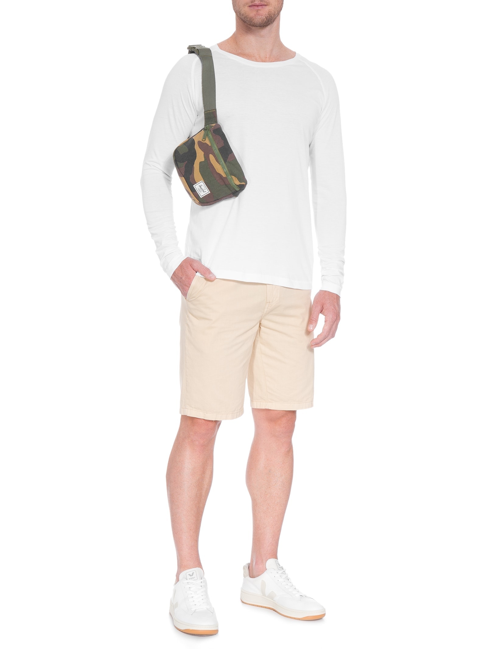 Camiseta Masculina Raglan Pima Berlim Regular Fit Branco '2 Essential