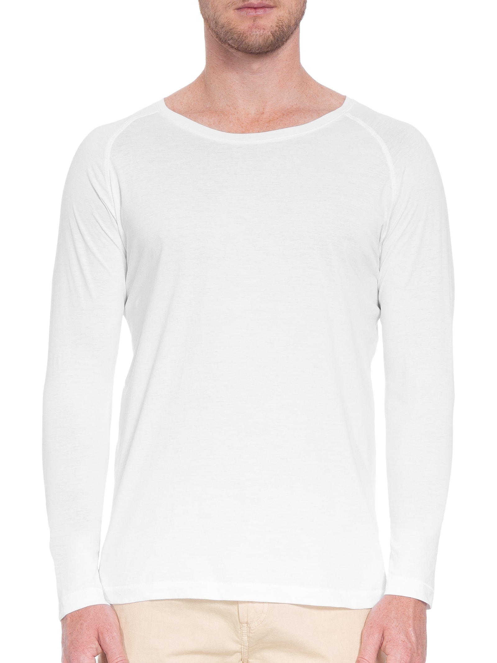Camiseta Masculina Raglan Pima Berlim Regular Fit Branco '2 Essential