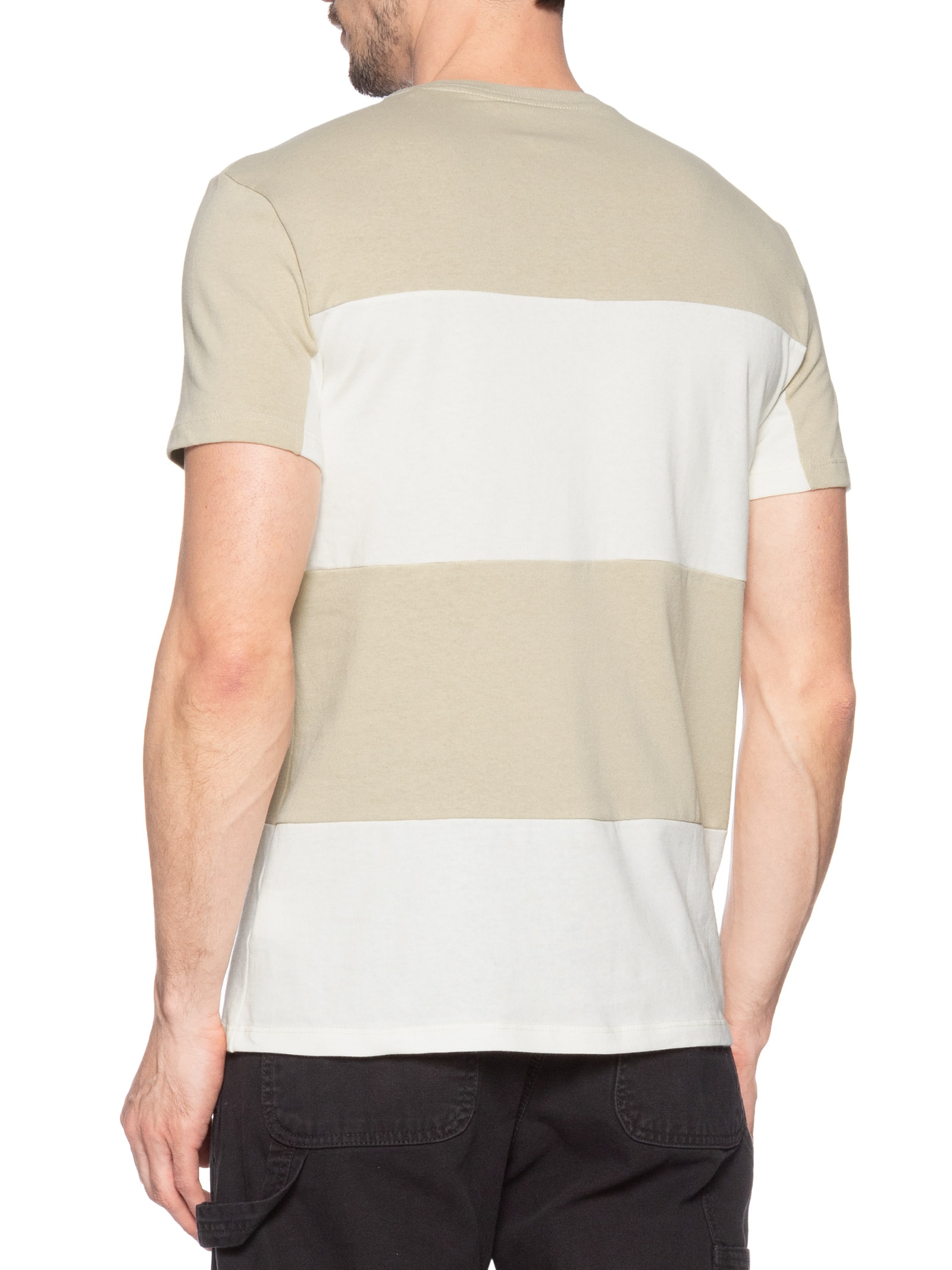 Camiseta Masculina Recorte Listras Bege Calvin Klein Jeans