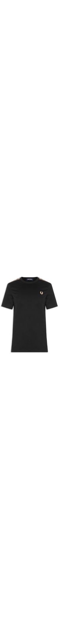 Camiseta Masculina Regular com Faixa Contrastante – Preto
