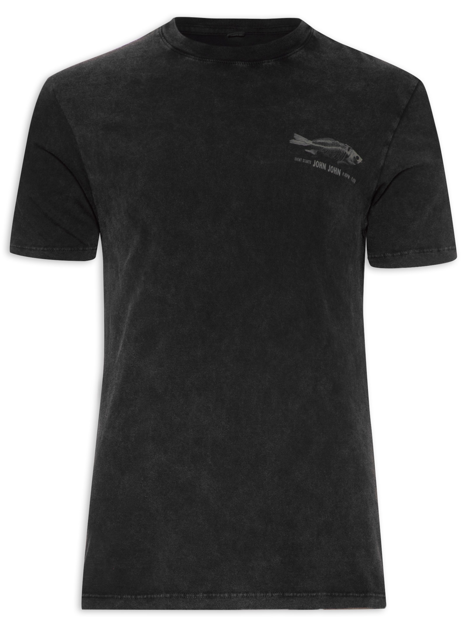 Camiseta Masculina Regular Fishes Fossil Preto John John