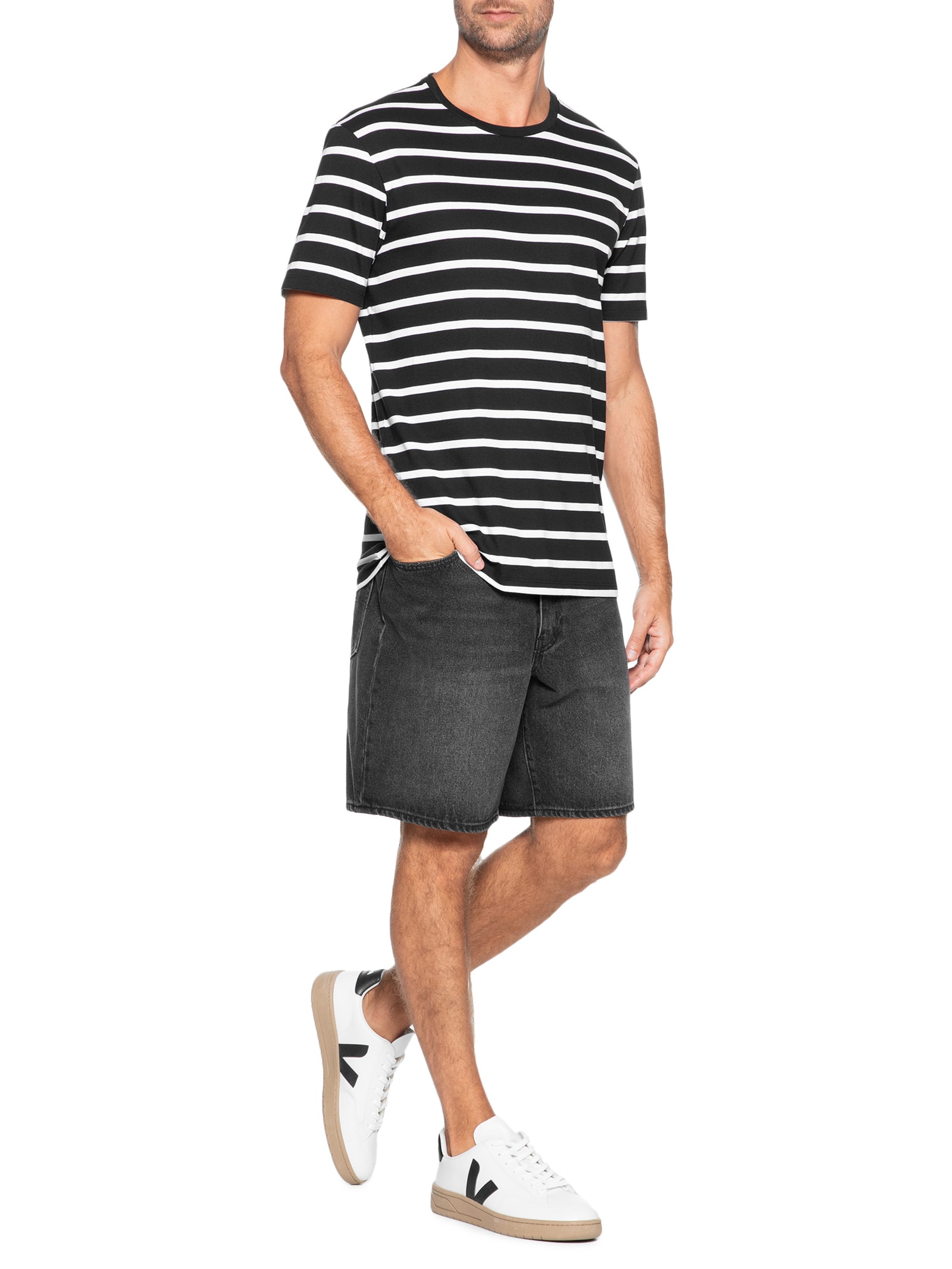 Camiseta Masculina Regular Fit Algodão Peruano Fio Tinto Preto Hering