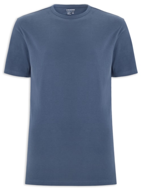 Camiseta Masculina Regular Fit Algodão Peruano Peach Touch – Azul