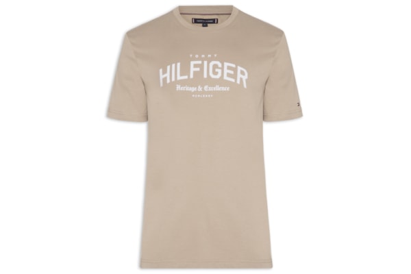 Camiseta Masculina Regular Fit Arch Logo - Bege