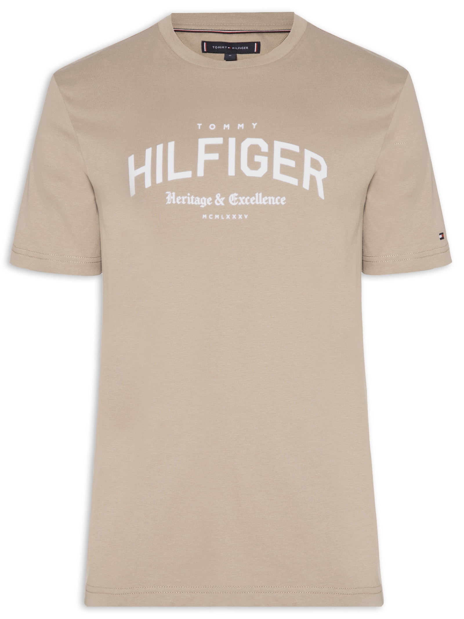 Camiseta Masculina Regular Fit Arch Logo Bege Tommy Hilfiger