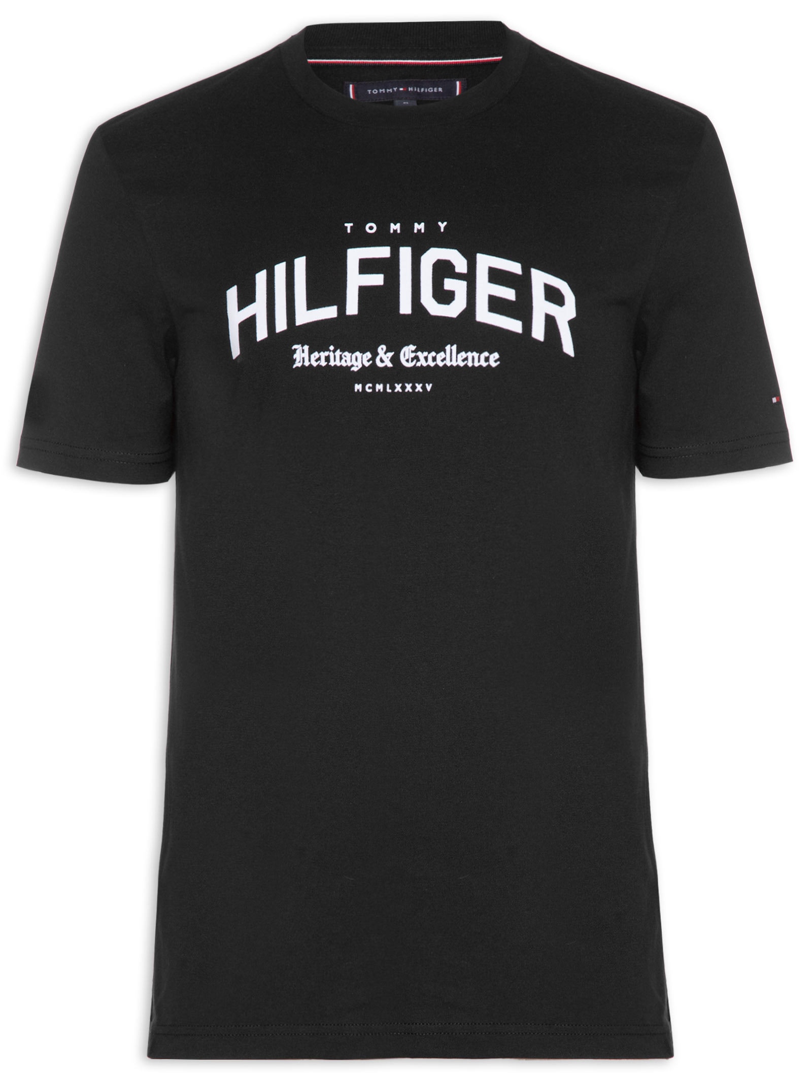 Camiseta Masculina Regular Fit Arch Logo Preto Tommy Hilfiger
