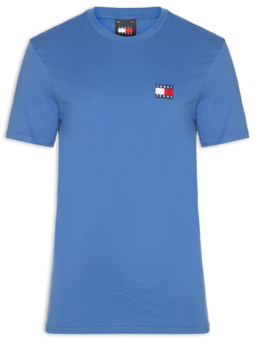 Camiseta Masculina Regular Fit Badge Bordado – Azul