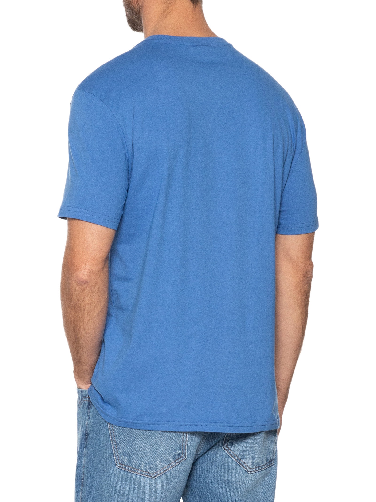 Camiseta Masculina Regular Fit Badge Bordado Azul  Tommy Jeans