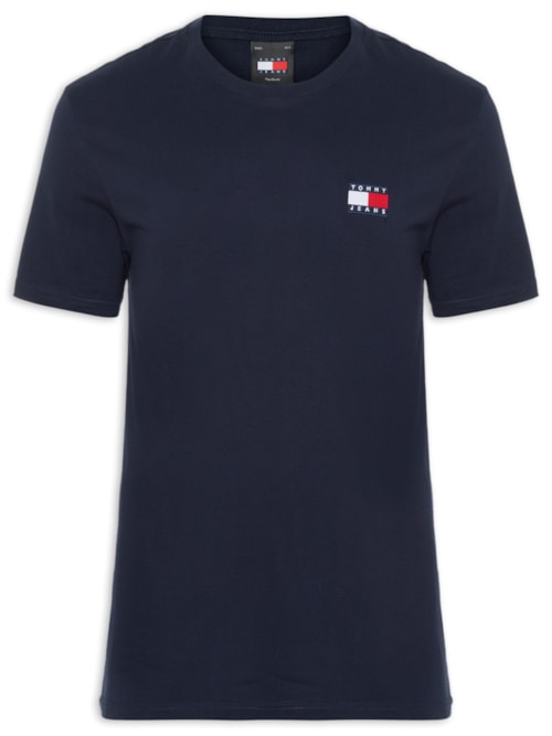 Camiseta Masculina Regular Fit Badge Bordado - Azul