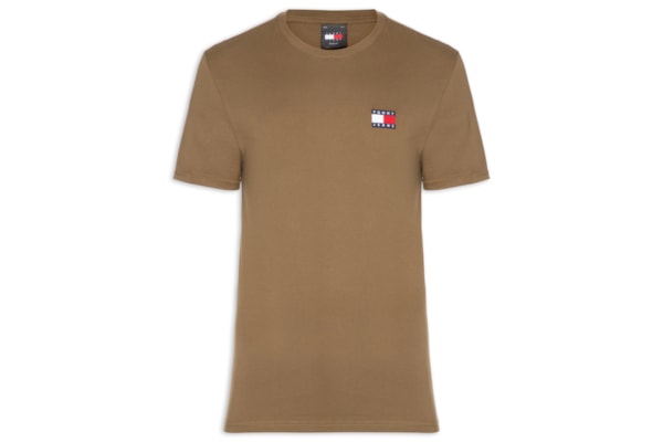 Camiseta Masculina Regular Fit Badge Bordado - Marrom