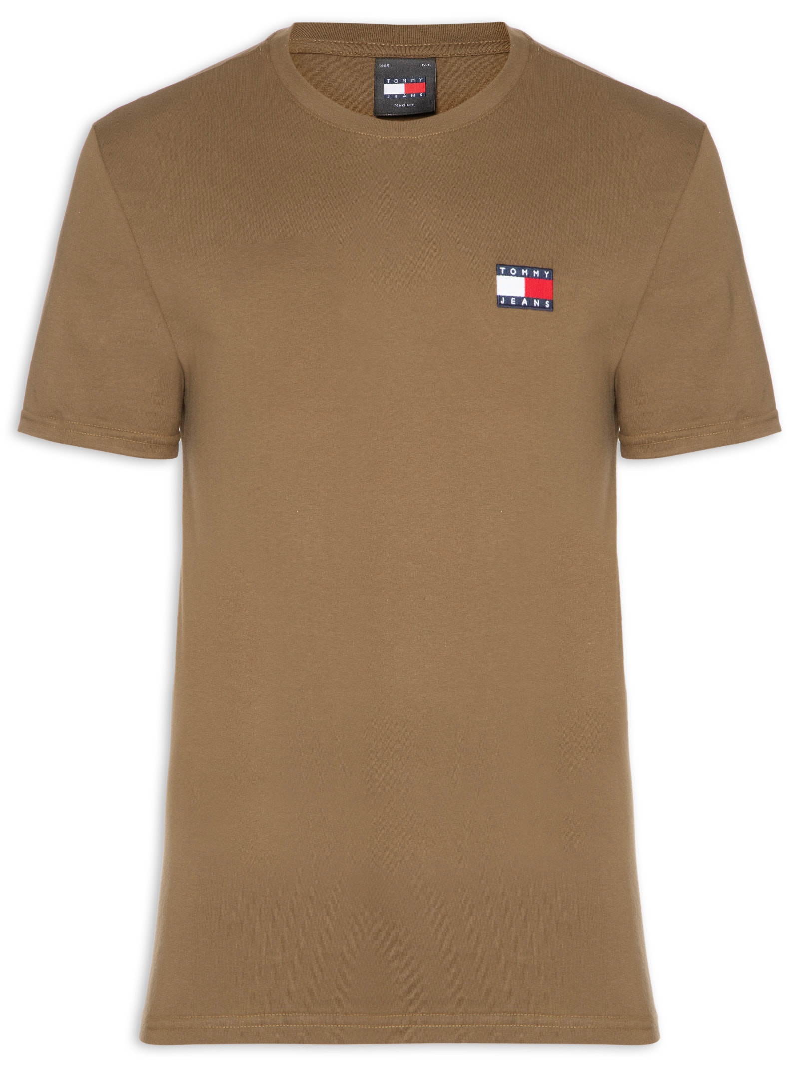 Camiseta Masculina Regular Fit Badge Bordado Marrom Tommy Jeans