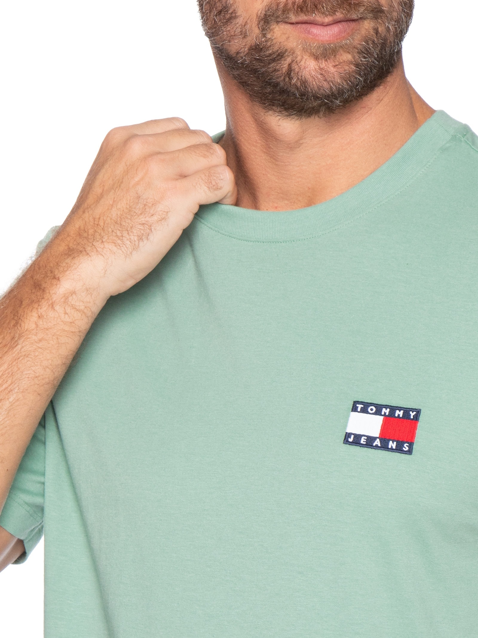 Camiseta Masculina Regular Fit Badge Bordado Verde Tommy Jeans