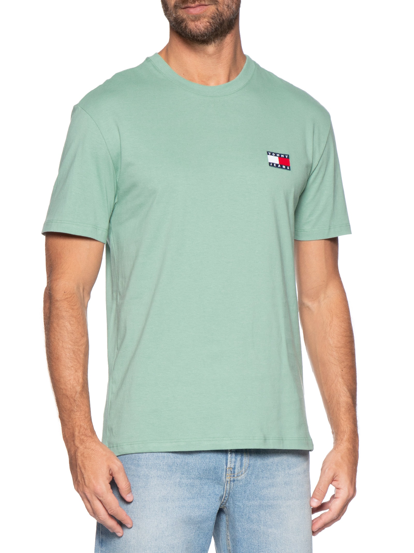 Camiseta Masculina Regular Fit Badge Bordado Verde Tommy Jeans