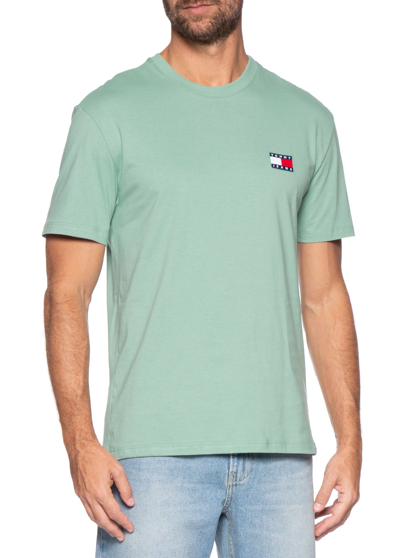 Camiseta Masculina Regular Fit Badge Bordado Verde Tommy Jeans