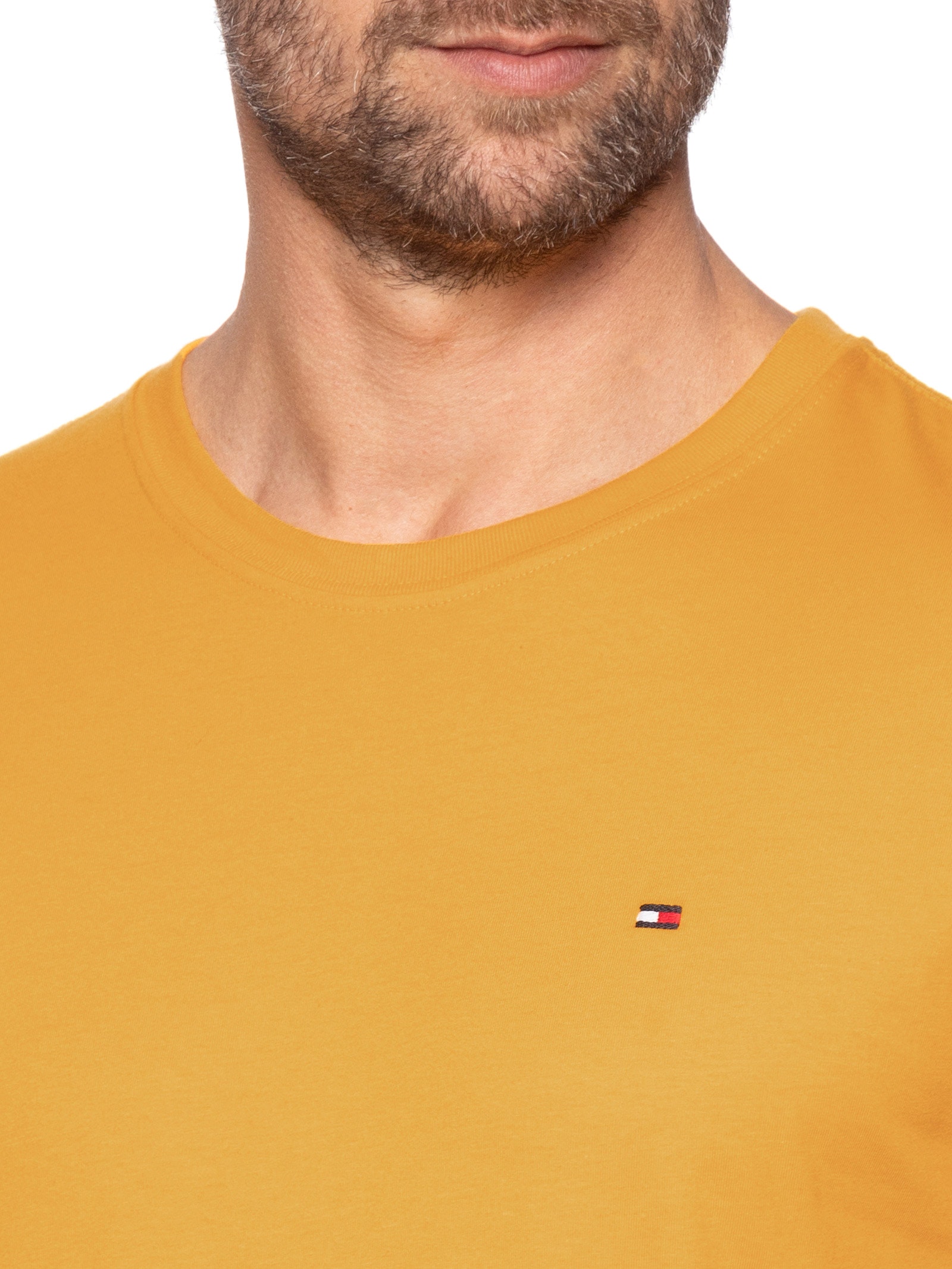 Camiseta Masculina Regular Fit Básica Em Algodão Amarelo Tommy Hilfiger