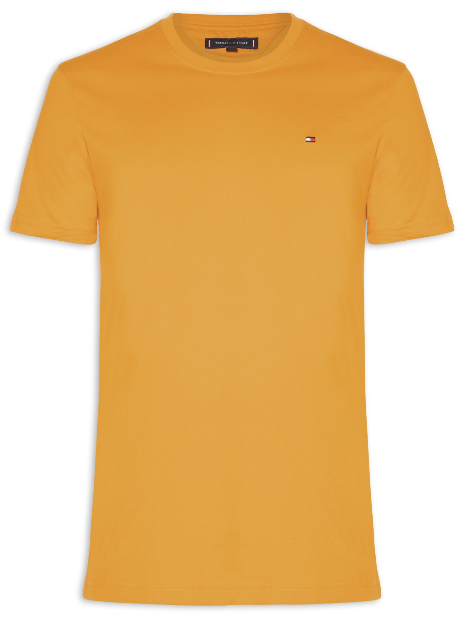 Camiseta Masculina Regular Fit Básica Em Algodão Amarelo Tommy Hilfiger