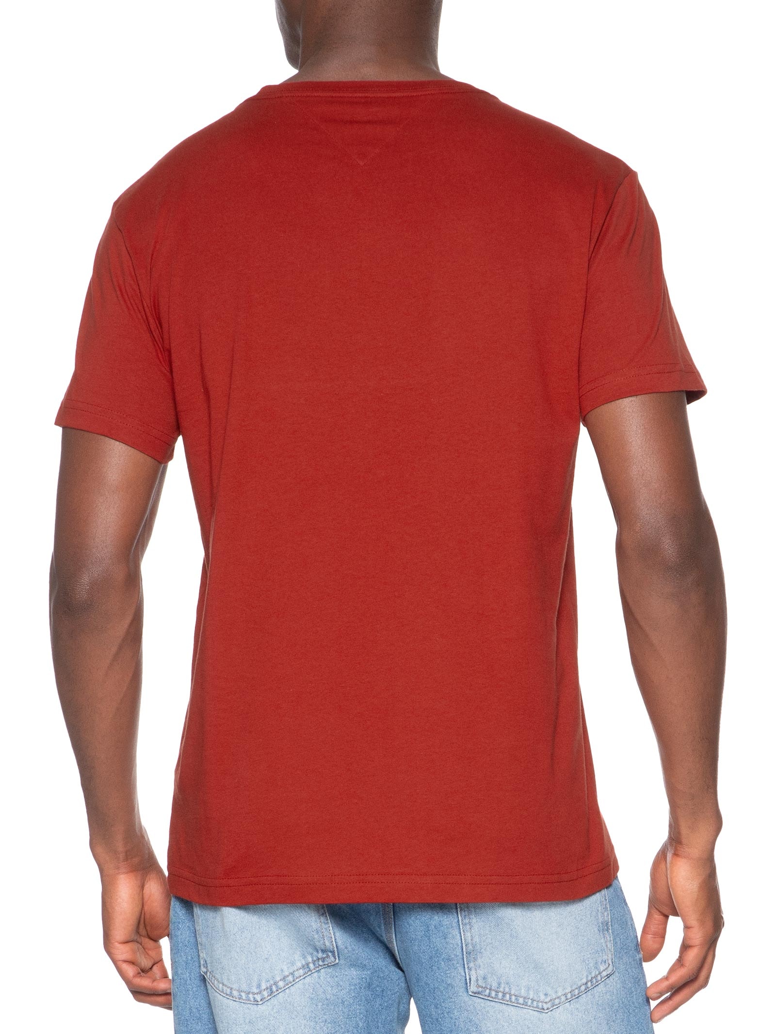 Camiseta Masculina Regular Fit Básica Em Algodão Vermelho Tommy Hilfiger