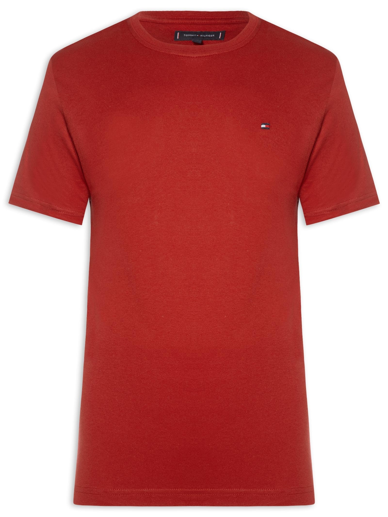 Camiseta Masculina Regular Fit Básica Em Algodão Vermelho Tommy Hilfiger