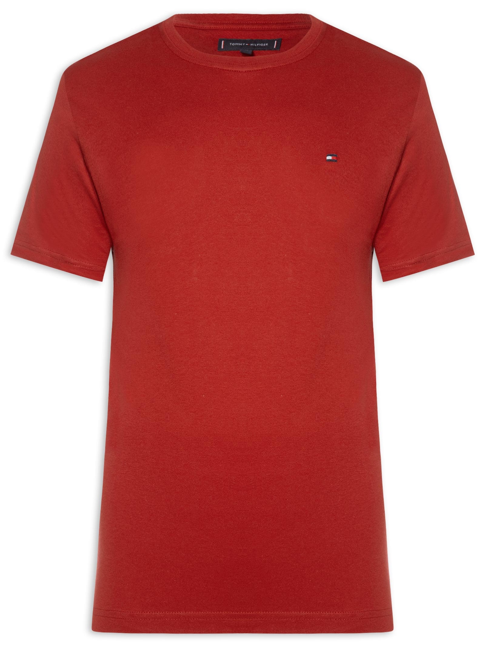 Camiseta Masculina Regular Fit Básica Em Algodão Vermelho Tommy Hilfiger
