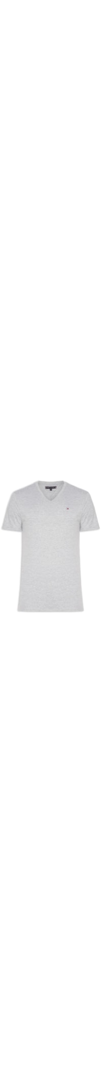 Camiseta Masculina Regular Fit Básica Gola V - Cinza