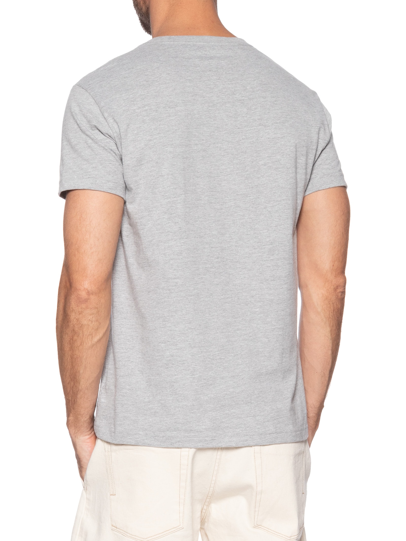 Camiseta Masculina Regular Fit Básica Gola V Cinza Tommy Hilfiger