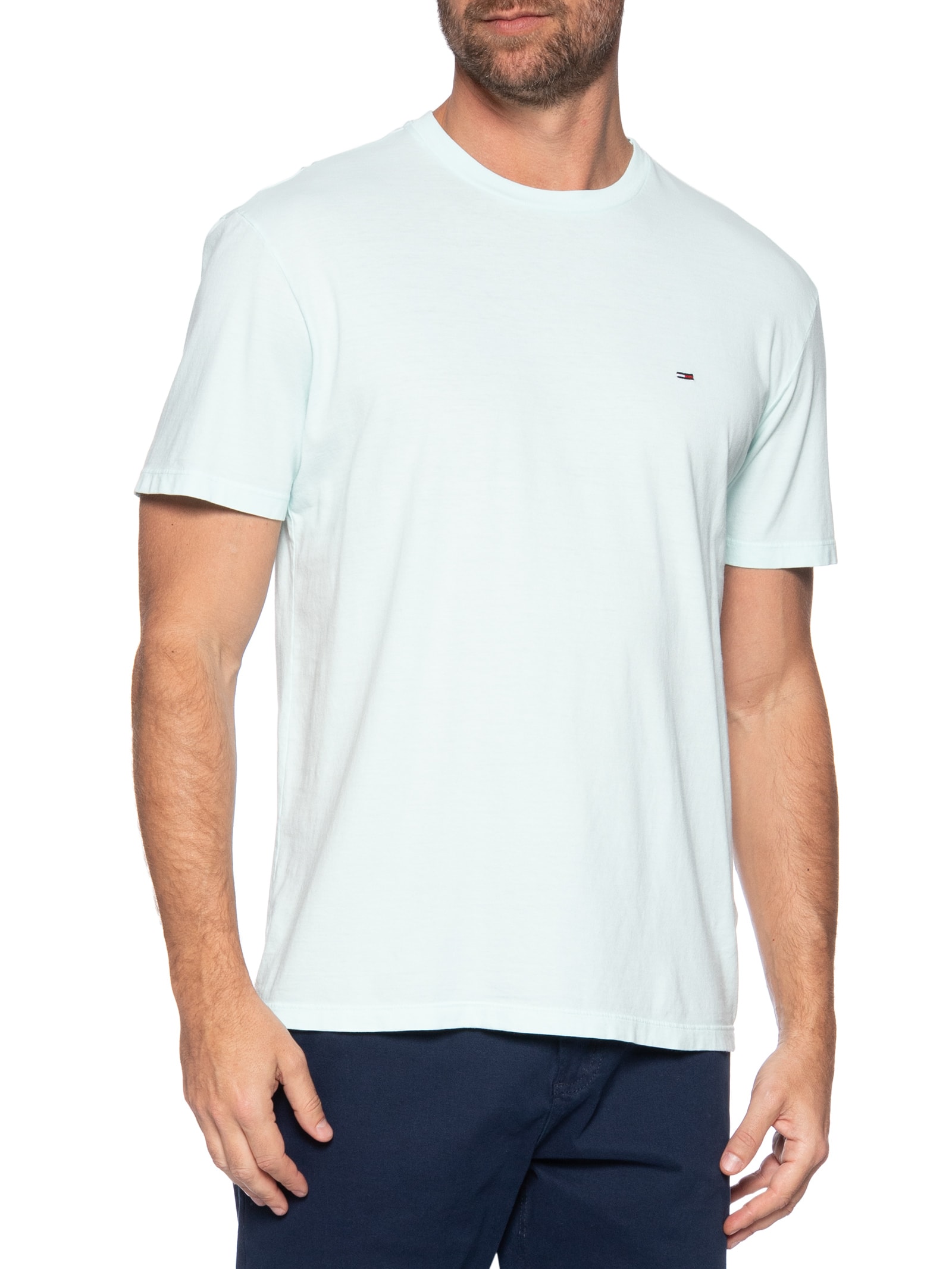 Camiseta Masculina Regular Fit Básica Jersey Verde Tommy Jeans