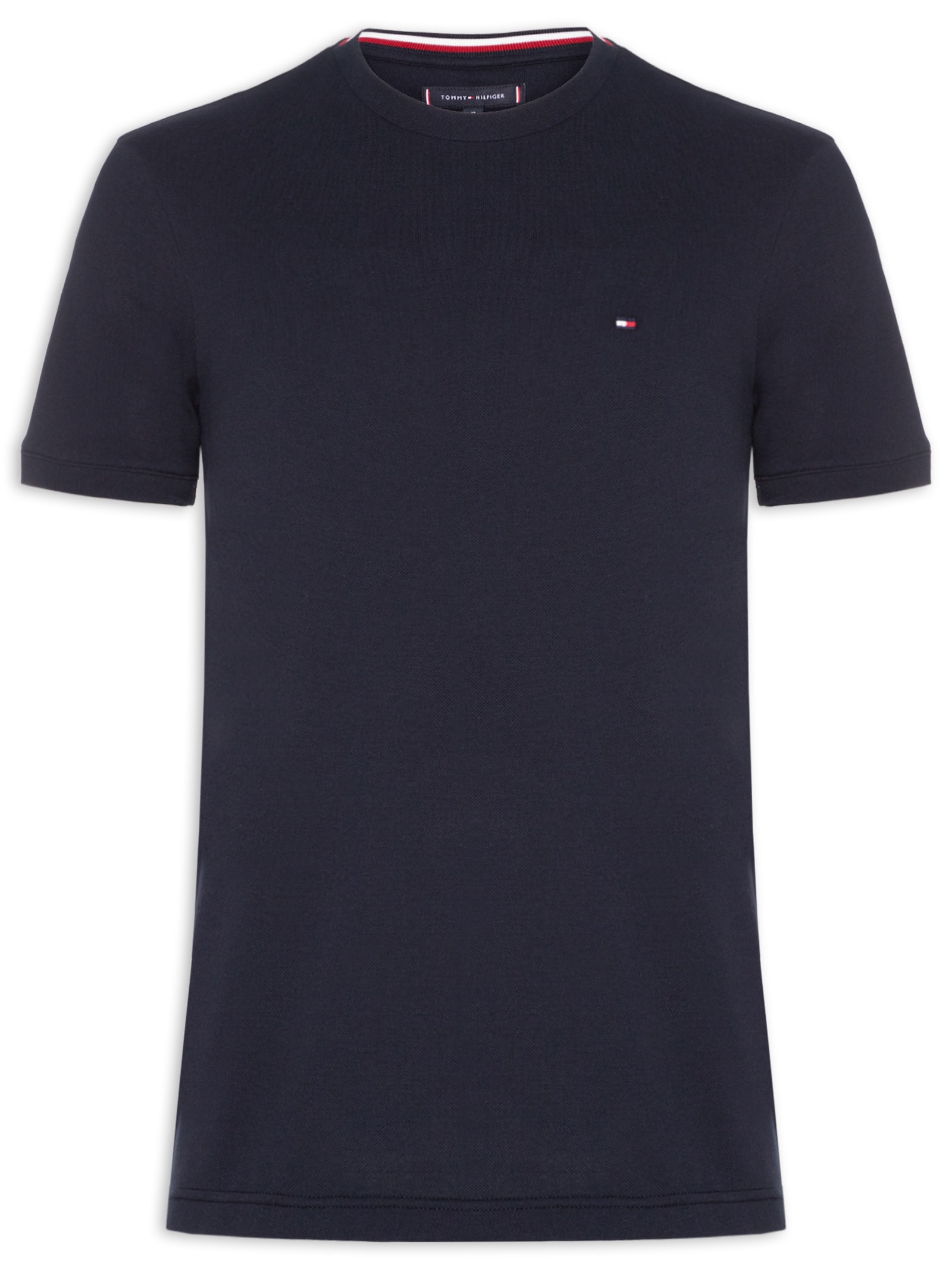 Camiseta Masculina Regular Fit Básica Piquet Azul Tommy Hilfiger